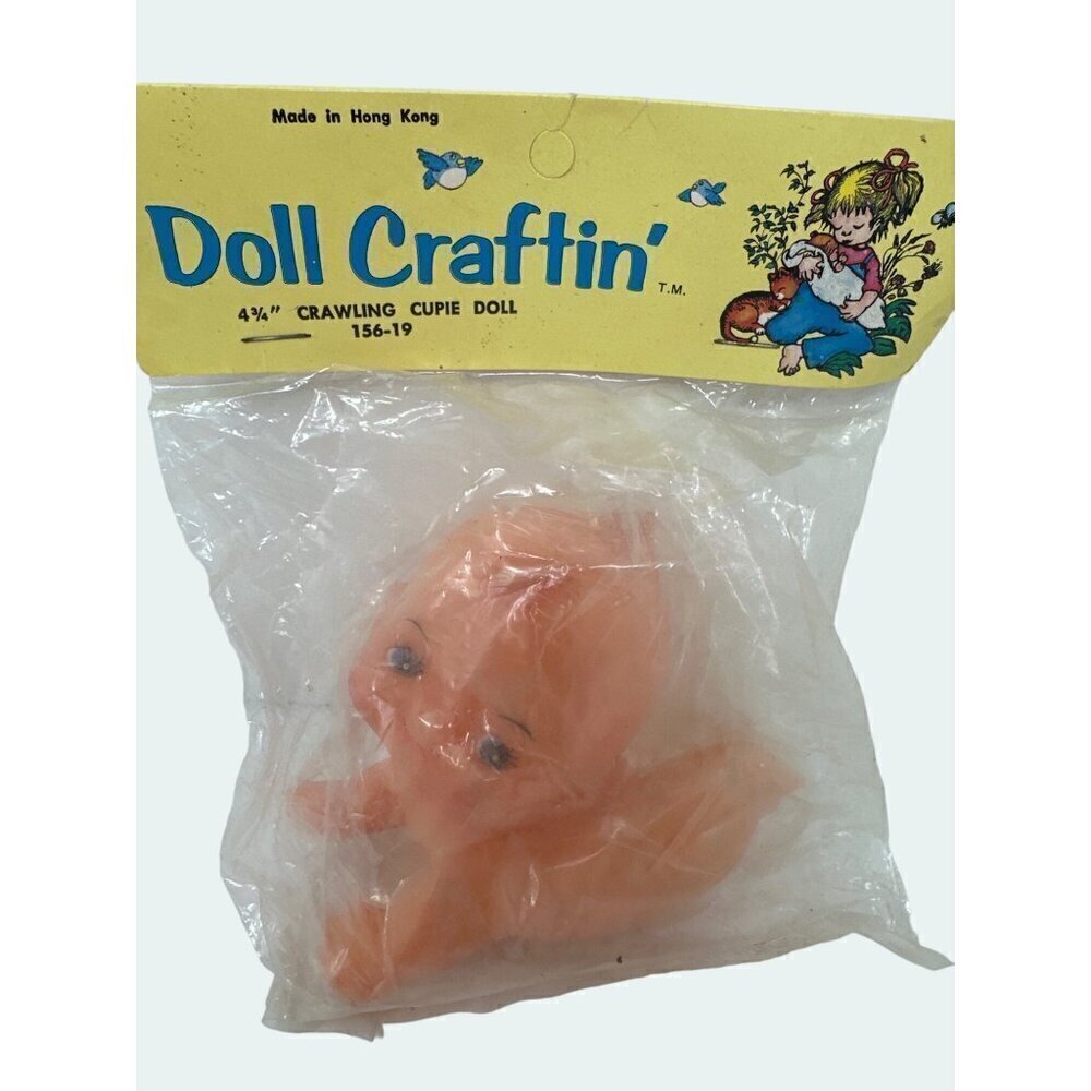 Vintage Kewpie Doll Crawling Rubber Vinyl Naked Baby Shower Cake Topper 4.75 in